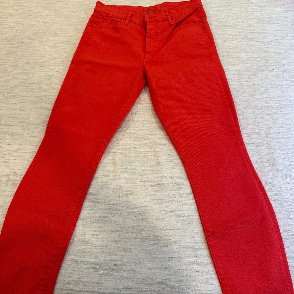 Mother jeans, the stunner ankle freight wash tomato